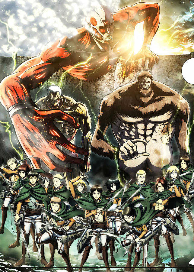 Attack on Titan All Poster humor Painting by Marshall Zachary - Fine ...