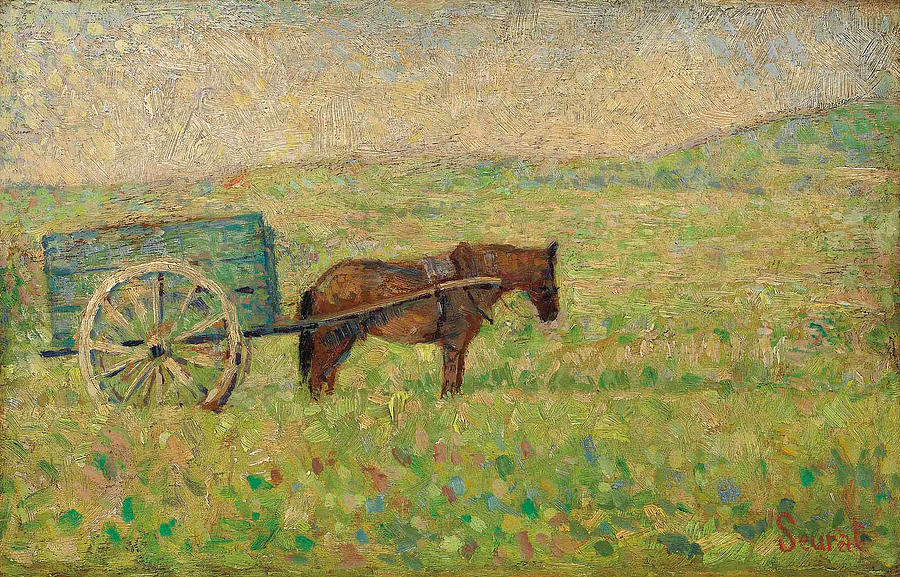 Attelage rural  Painting by Georges Seurat