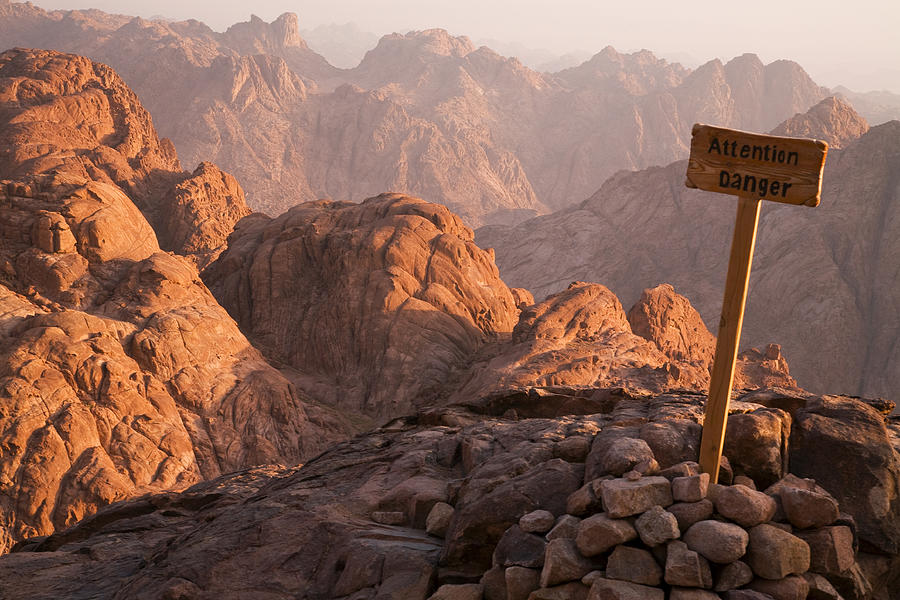 Attention Danger placed on Mount Sinai Photograph by photography by Philipp Chistyakov