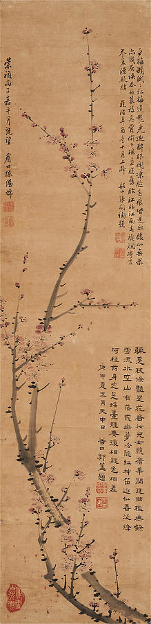 Attributed To Chen Jiru 15581639 Plum Blossoms, 19th Century Painting