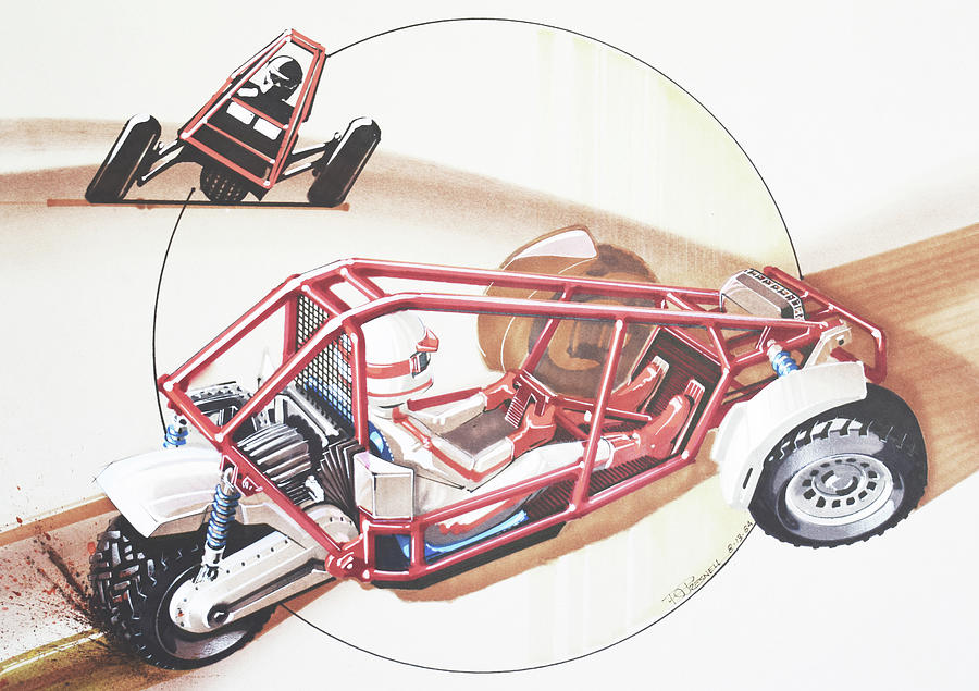 ATV Concept Sketch 1984 Mixed Media by Donald Presnell
