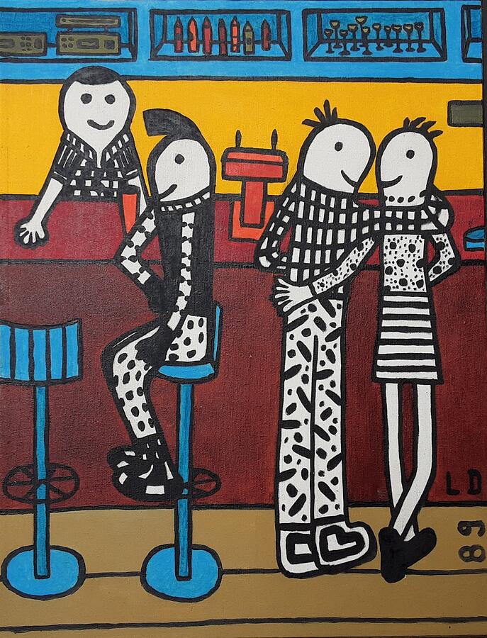Au comptoir Painting by Dominique Lecomte Au comptoir Painting by Dominique Lecomte
