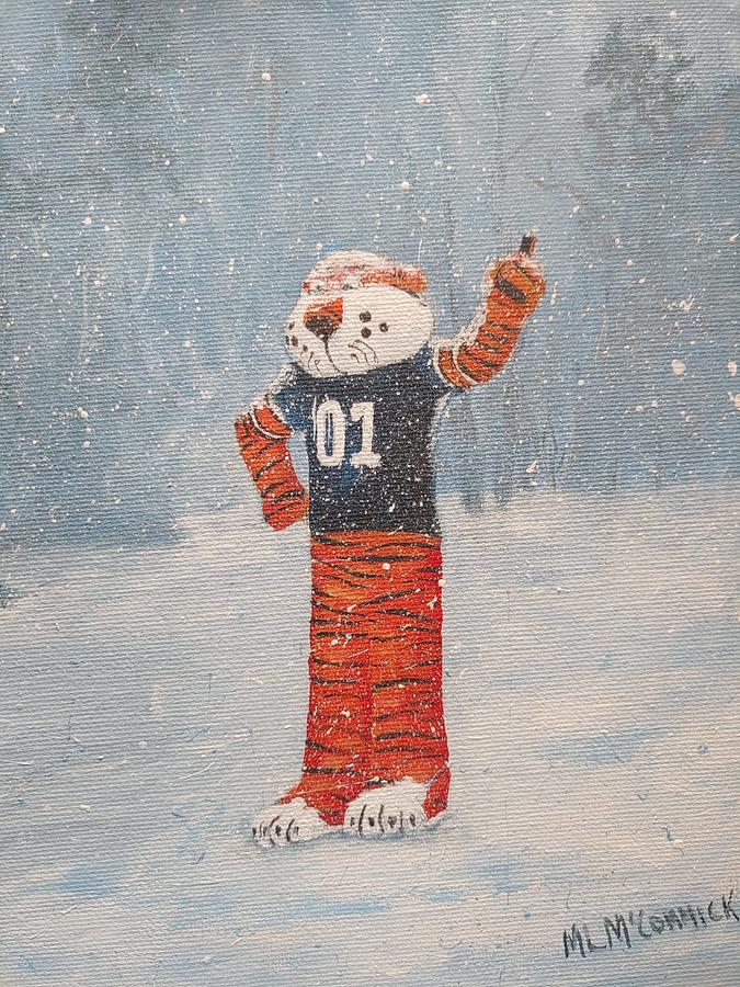 Aubie in the Snow Painting by ML McCormick