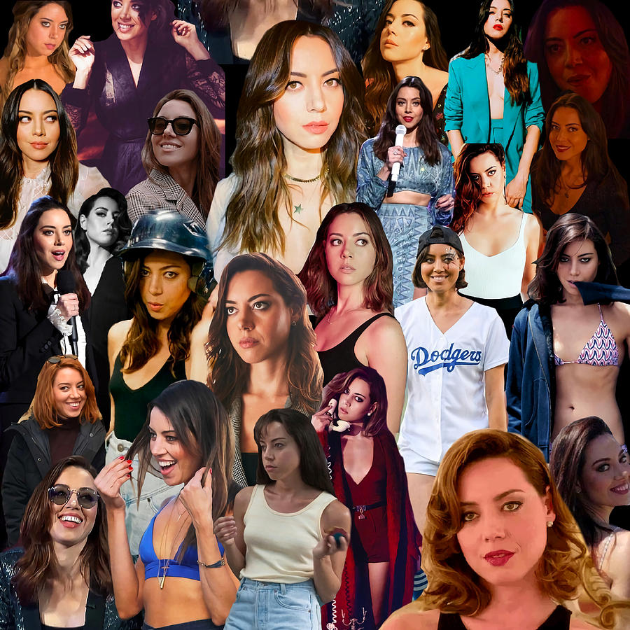 Aubrey Plaza collage Poster retro Painting by Turner Fox - Pixels