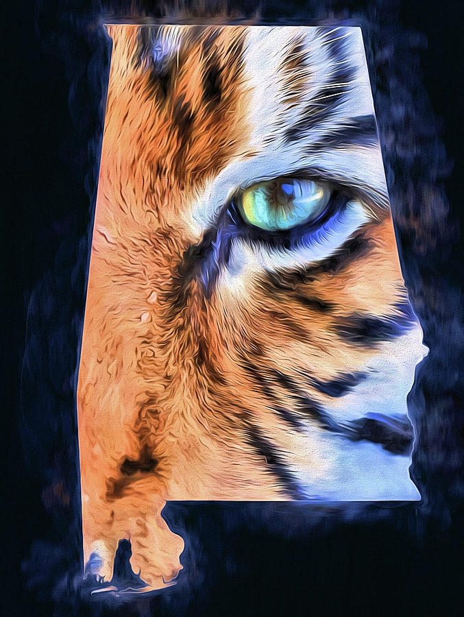 Aubun Tiger Alabama State Outline Digital Art by JC Findley