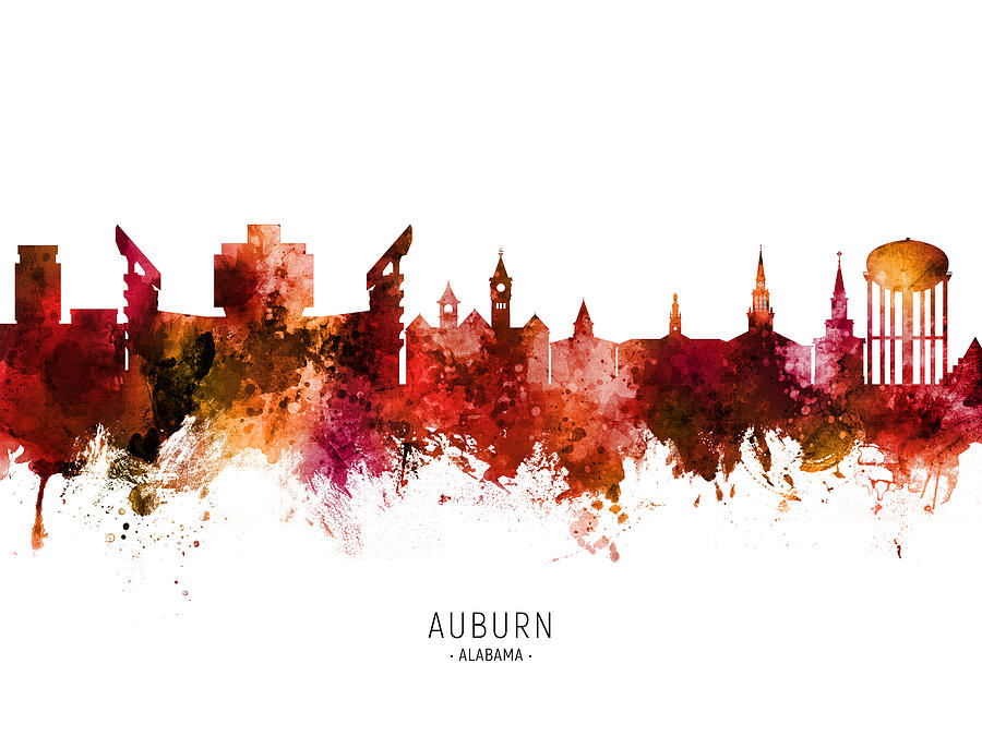 Auburn Alabama Skyline #15 Digital Art by Michael Tompsett - Pixels