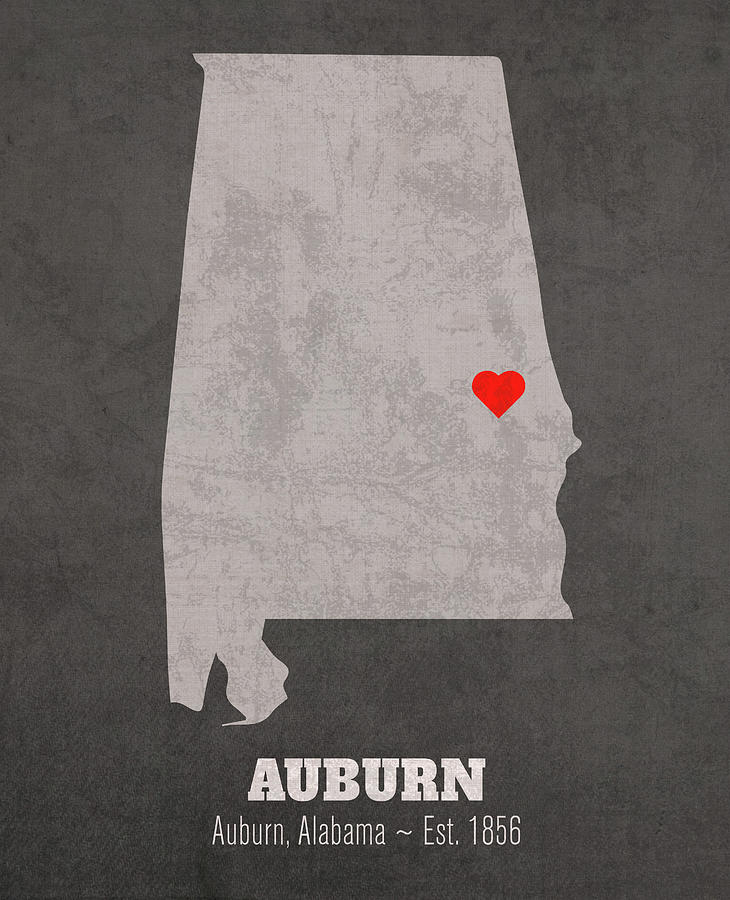Auburn University Mixed Media - Auburn University Auburn Alabama Founded Date Heart Map by Design Turnpike