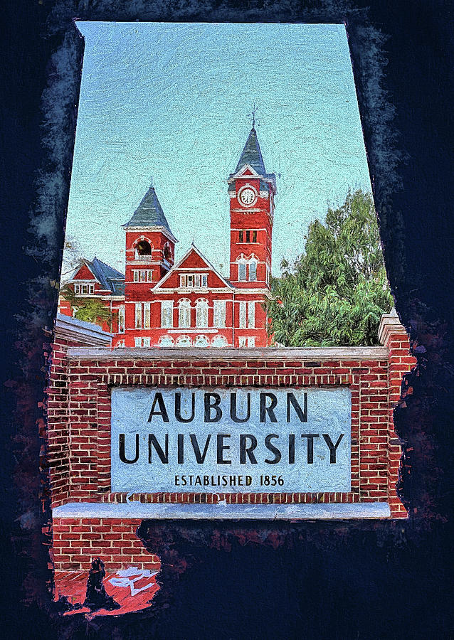 Auburn University State Outline Digital Art by JC Findley