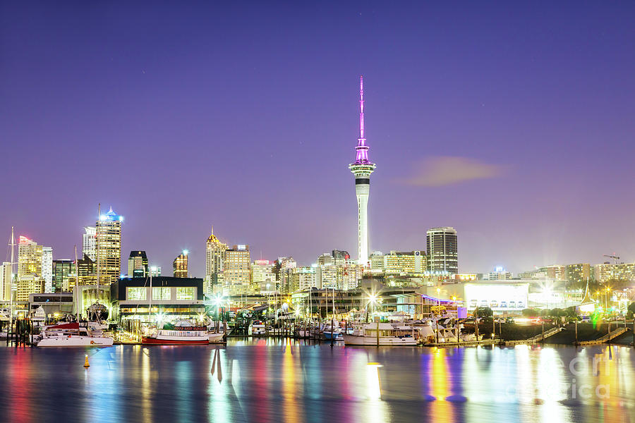 Auckland At Night Photograph By Matteo Colombo - Fine Art America