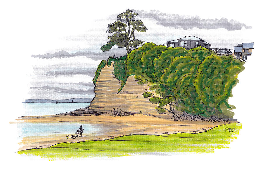 Auckland - Browns Bay Painting by Tom Napper