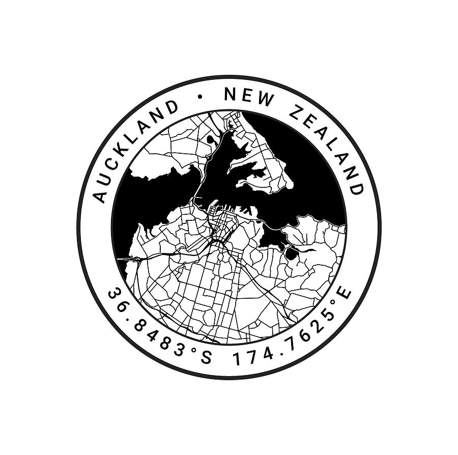 Auckland Map Coastal Beauty Digital Art by Lotus Leafal Fine Art America