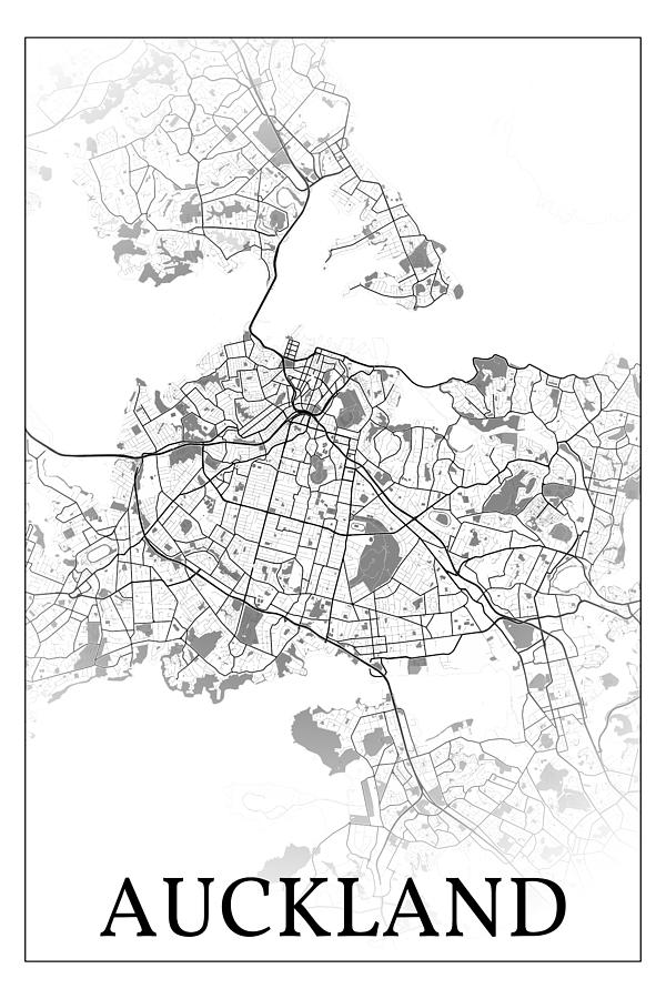 Auckland New Zealand city map #002 Digital Art by Dandi Studio - Pixels