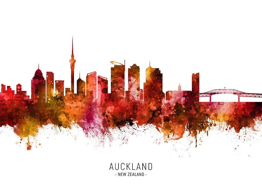 Auckland New Zealand Skyline #30 Digital Art by Michael Tompsett