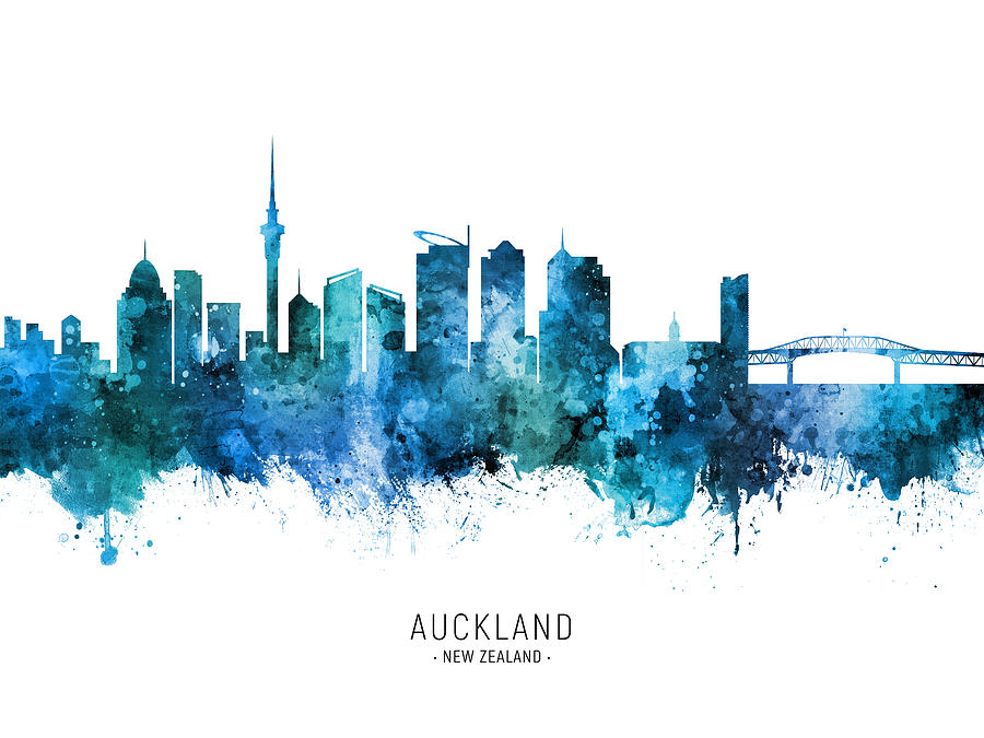 Skyline Digital Art - Auckland New Zealand Skyline #71 by Michael Tompsett