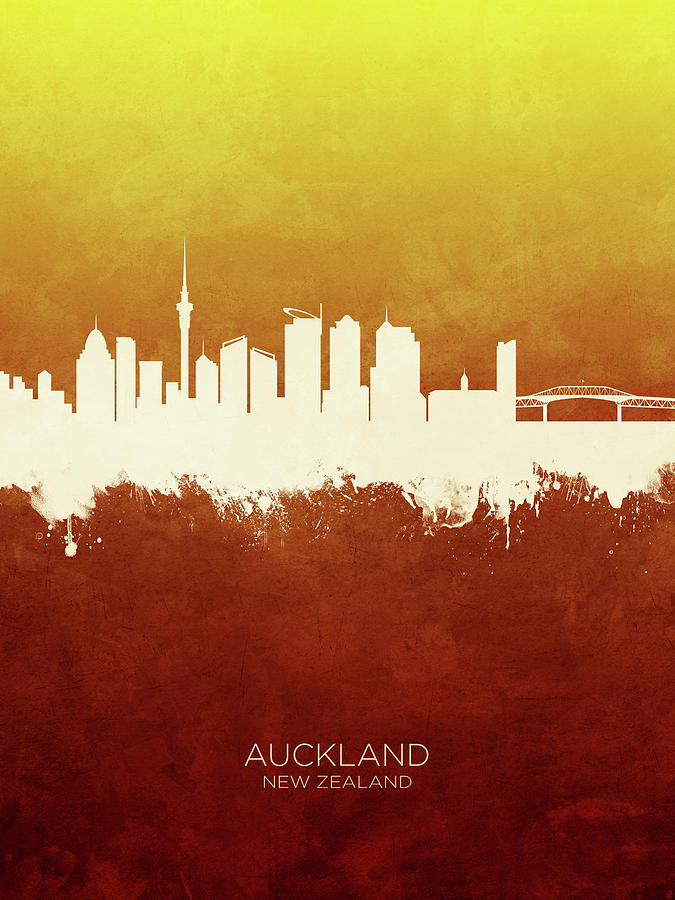 Skyline Digital Art - Auckland New Zealand Skyline #84 by Michael Tompsett