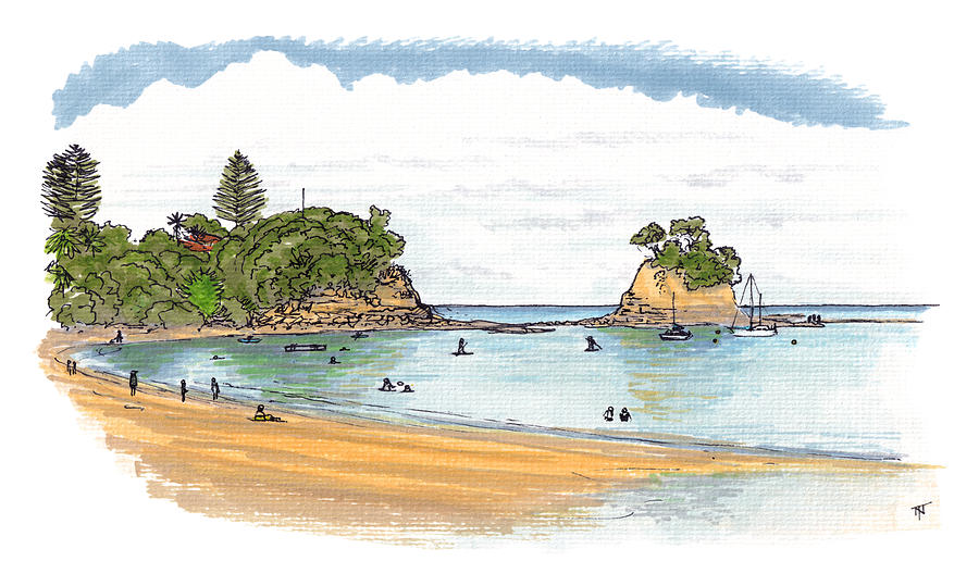 Auckland - Waiake Bay Painting by Tom Napper