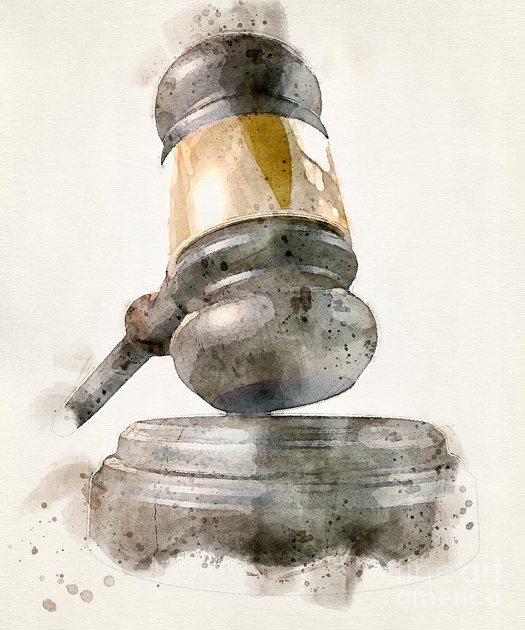 Auction Hammer Watercolor Digital Art