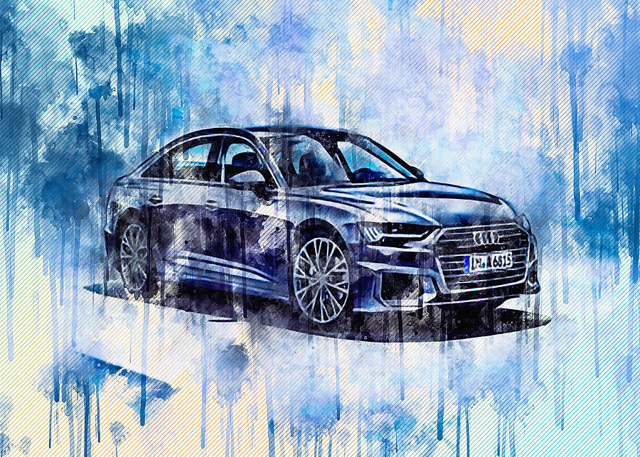 Audi A6 Luxury Cars 2019 Cars Gray A6 Painting by Sissy ANGELASTRO