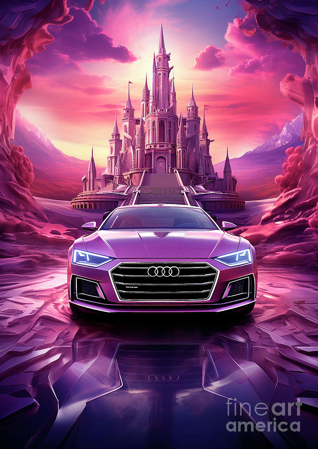 Car Drawing - Audi A8 - Unravel Lavender Luxury and Performance by Clark Leffler