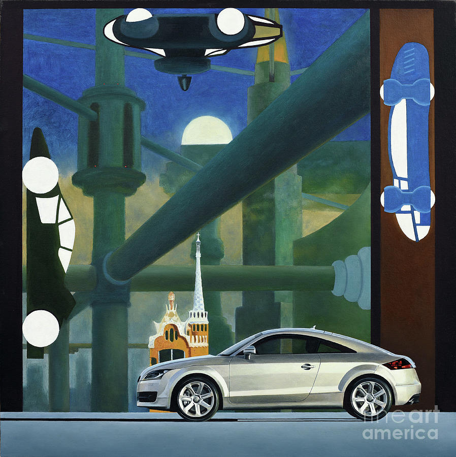 Audi Gaudi - The Retro of the Future Painting by Oleg Konin