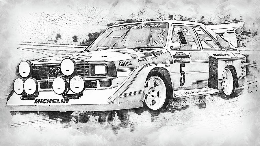 Audi Quattro 1986 - 03 Drawing by AM FineArtPrints