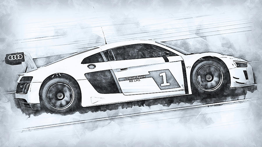 Audi R8 LMS - 03 Drawing by AM FineArtPrints