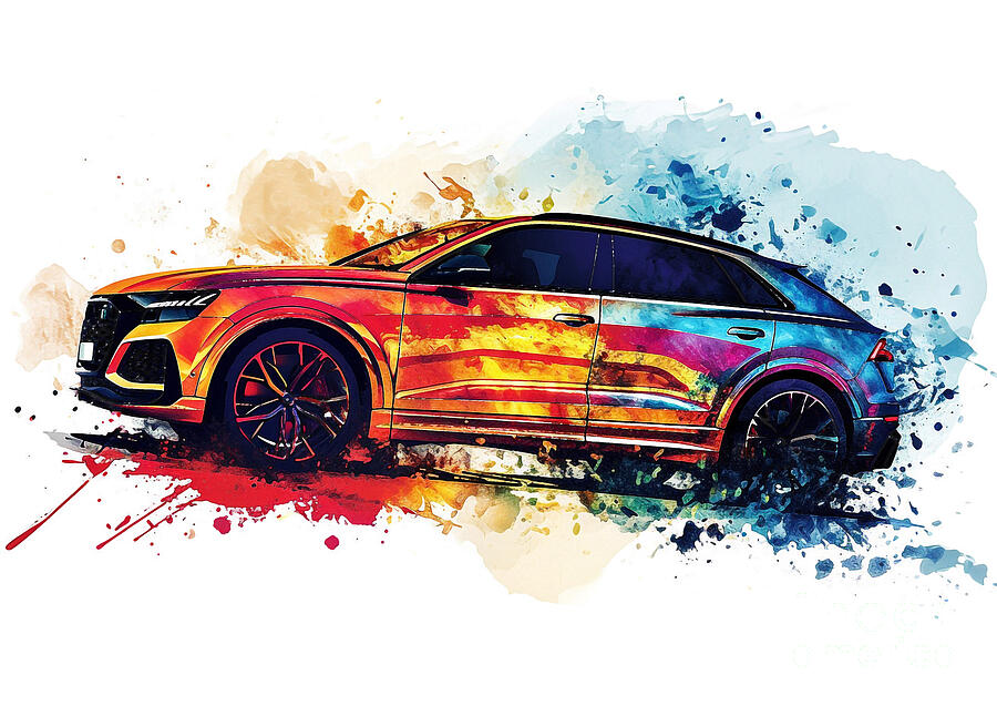 Abstract Painting - Audi RS Q8 auto vibrant colors by Clark Leffler