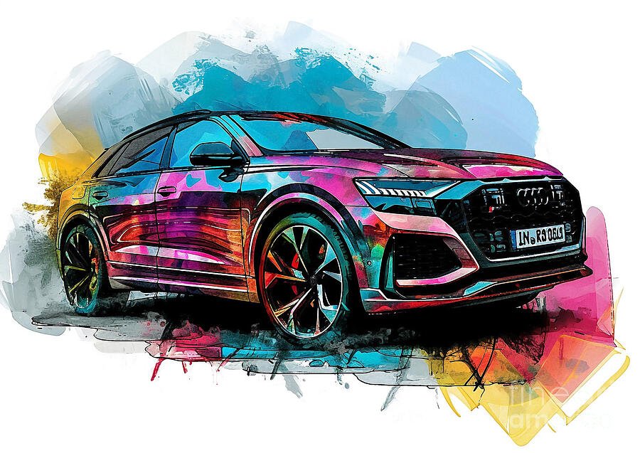 Abstract Painting - Audi RSQ8 auto vibrant colors by Clark Leffler