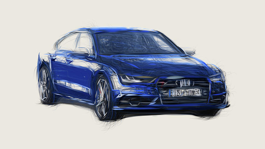 Audi S7 Sportback Car Drawing Digital Art by CarsToon Concept - Fine ...