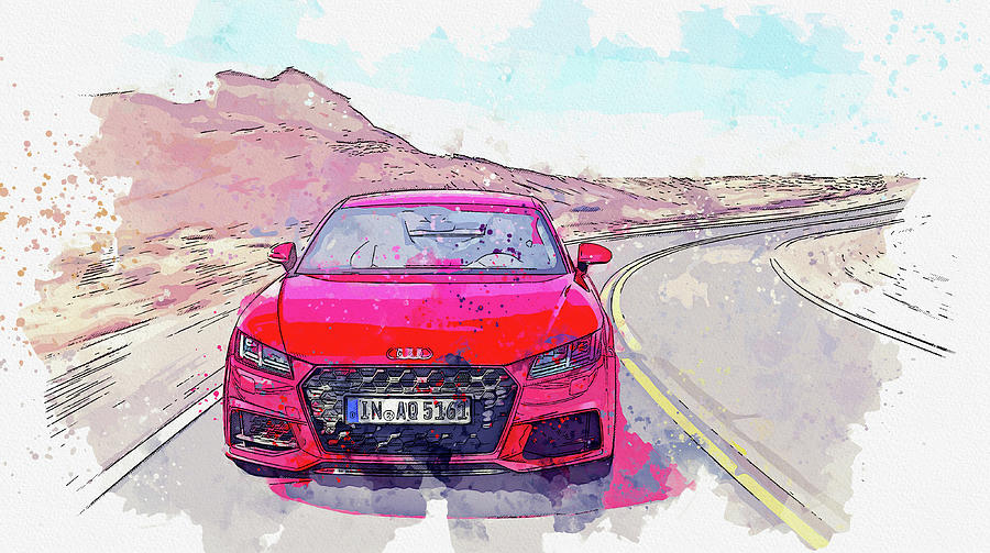 Audi Tt -  Modern Cars Poster, Watercolors Ca 2020 By Ahmet Asar Digital Art