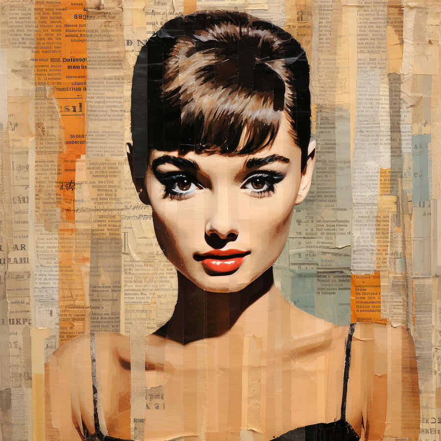 Audrey Hepburn Painting - Audrey Collage by My Head Cinema