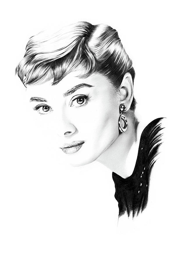 Hollywood Drawing - Audrey Hepburn 2 by Dirk Richter