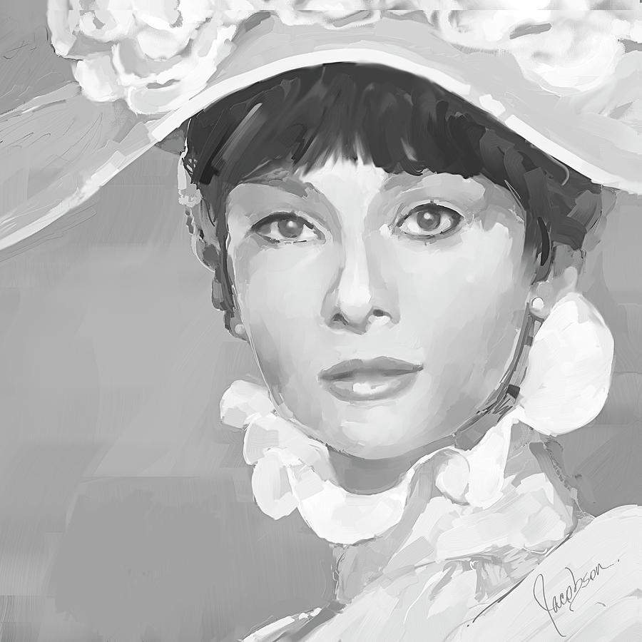 Audrey Hepburn 2 Silver Painting by Jackie Medow-Jacobson