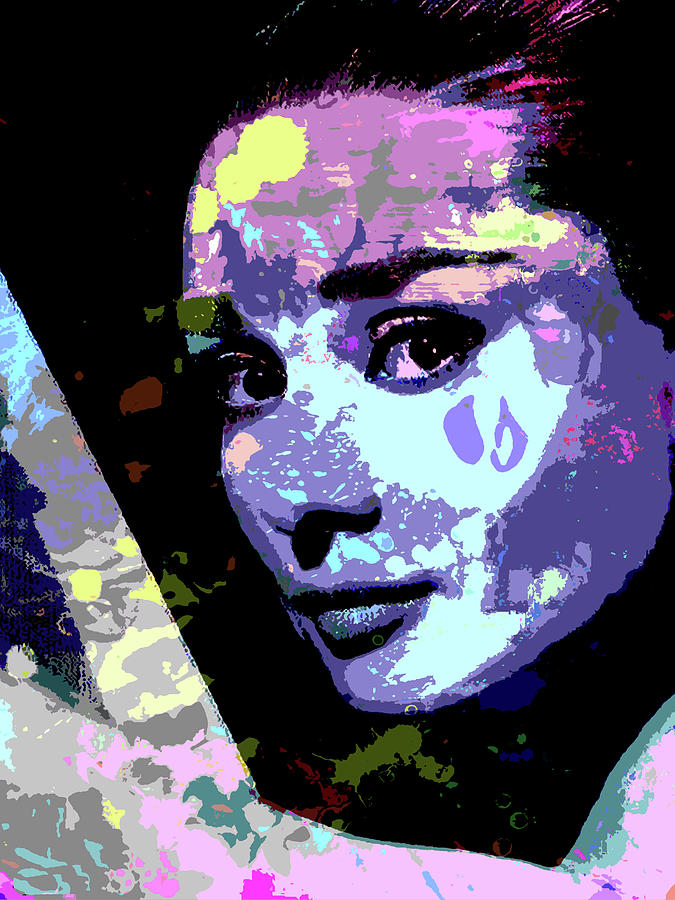 Audrey Hepburn - 3 psychedelic portrait Digital Art by Stars on Art