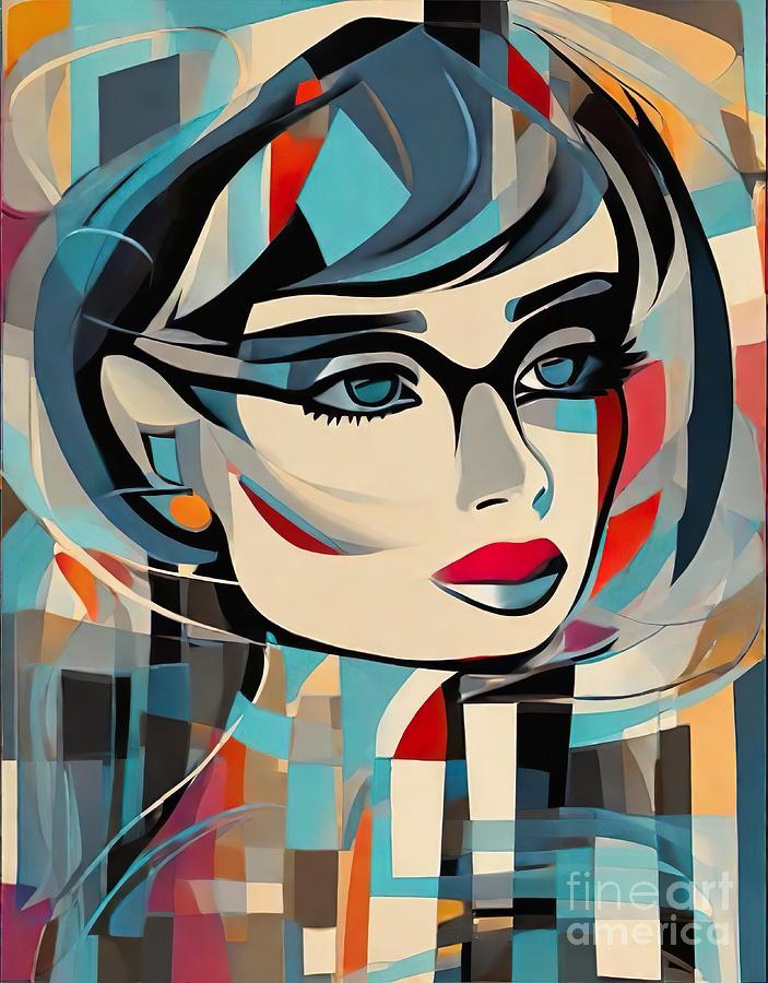 Audrey Hepburn abstract Digital Art by Movie World Posters