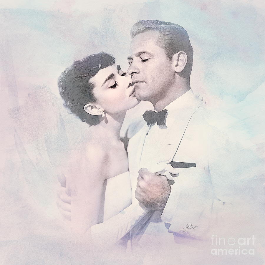 Audrey Hepburn and William Holden Digital Art by Jerzy Czyz