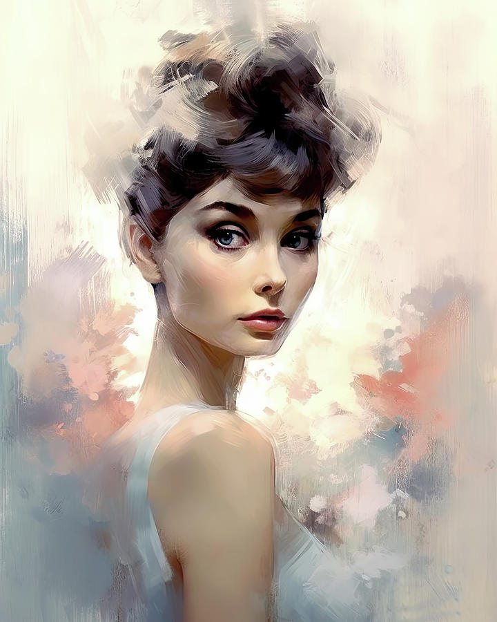 Audrey Hepburn Beautiful N3003 Colorful Vibrant Watercolor Painting ...