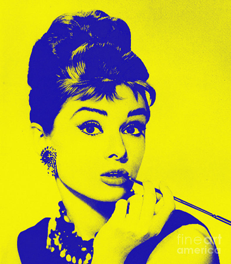 Audrey Hepburn Blue Painting Painting by Kathleen Artist PRO