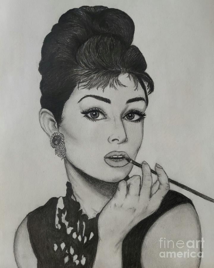 Audrey Hepburn Breakfast At Tiffany's Drawing By Cynthia Sanders - Fine 