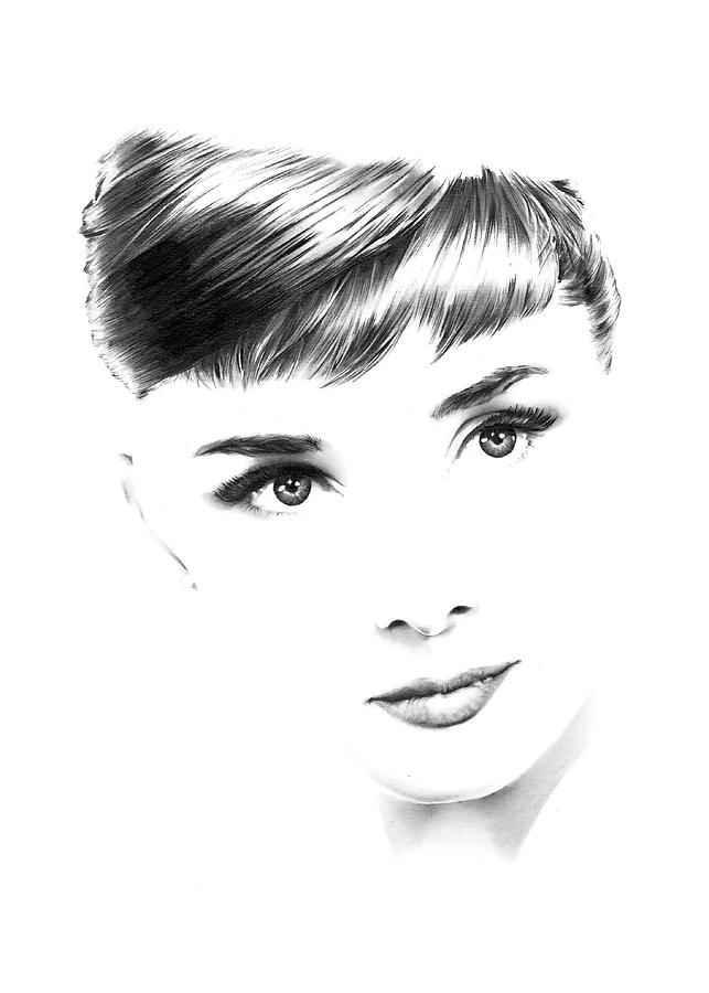 Hollywood Drawing - Audrey Hepburn by Dirk Richter