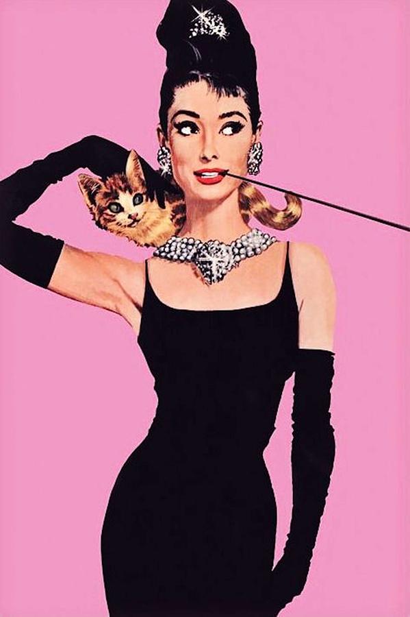 Audrey Hepburn Holly Golightly Breakfast of Tiffanys with Cat Poster ...