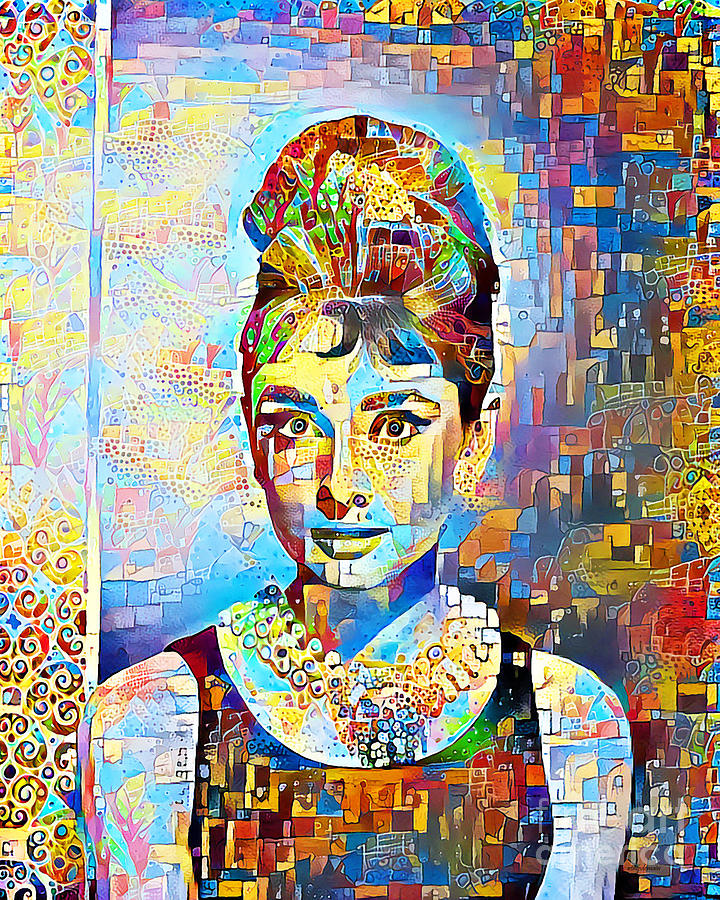 Audrey Hepburn in Contemporary Vibrant Happy Color Motif 20200427 Photograph by Wingsdomain Art and Photography