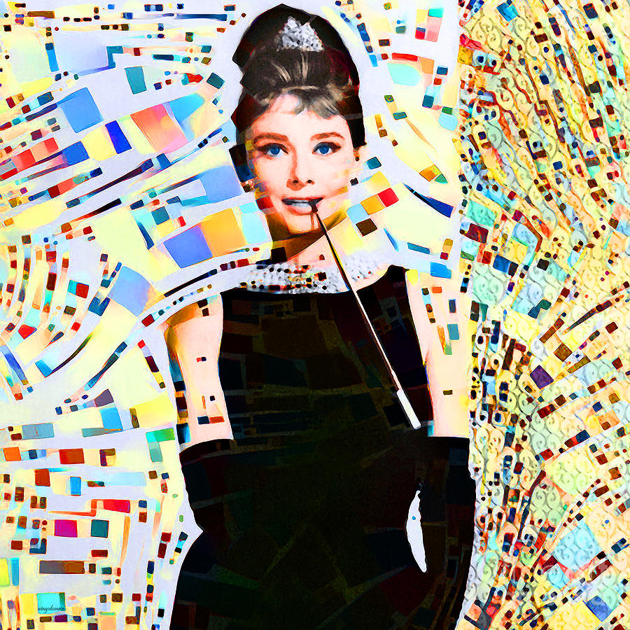 Audrey Hepburn in Hipster Mid Century Modern Contemporary Esprit Abstract 20210911 square Photograph by Wingsdomain Art and Photography