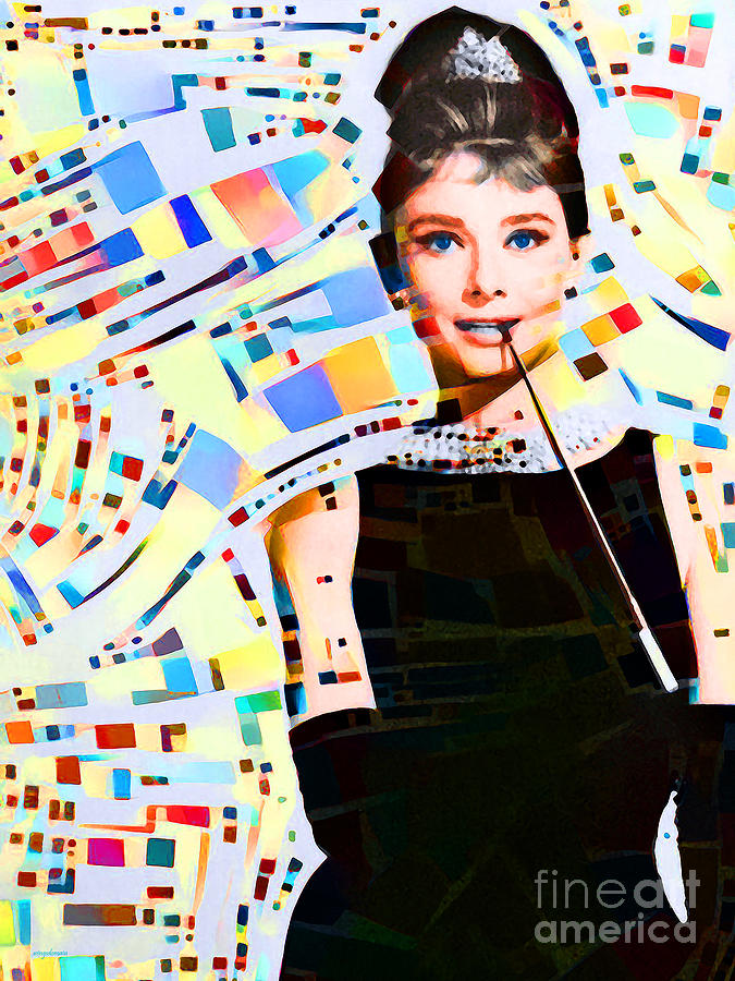 Audrey Hepburn in Hipster Mid Century Modern Contemporary Esprit Abstract 20210911 v2 Photograph by Wingsdomain Art and Photography