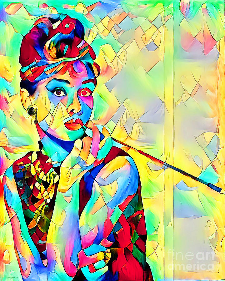Audrey Hepburn in Vibrant Painterly Colors 20200516a Photograph by Wingsdomain Art and Photography