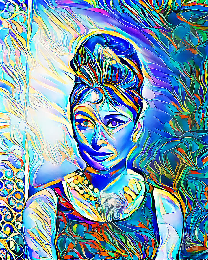 Audrey Hepburn in Vibrant Painterly Wavy Colors 20200523 Photograph by Wingsdomain Art and Photography