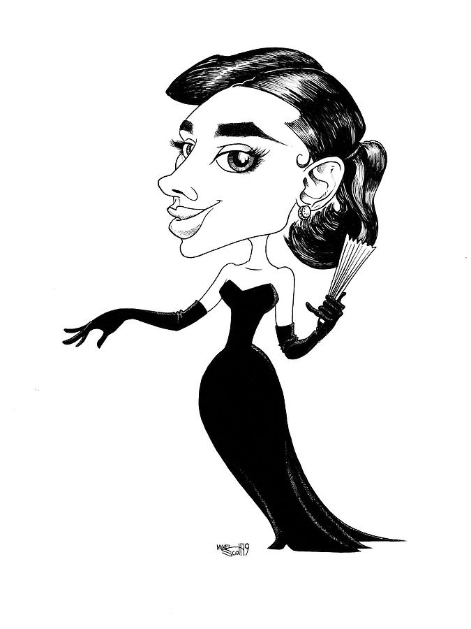 Audrey Hepburn Drawing by Mike Scott