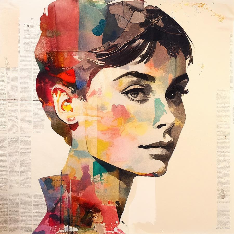 Portrait Digital Art - Audrey Hepburn No.3 by My Head Cinema