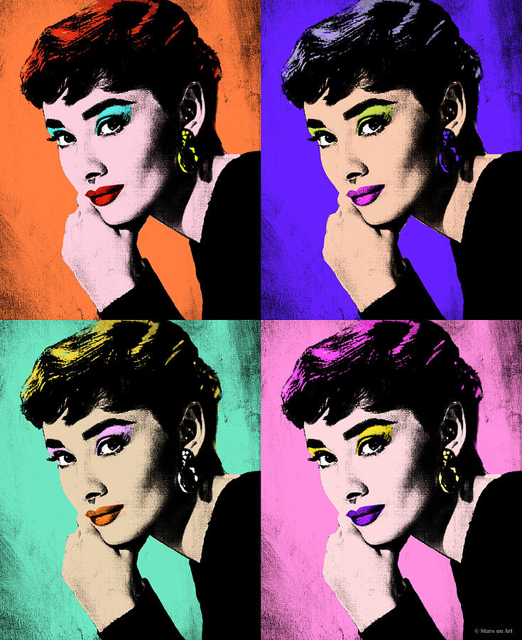 Audrey Hepburn pop art Mixed Media by Movie World Posters