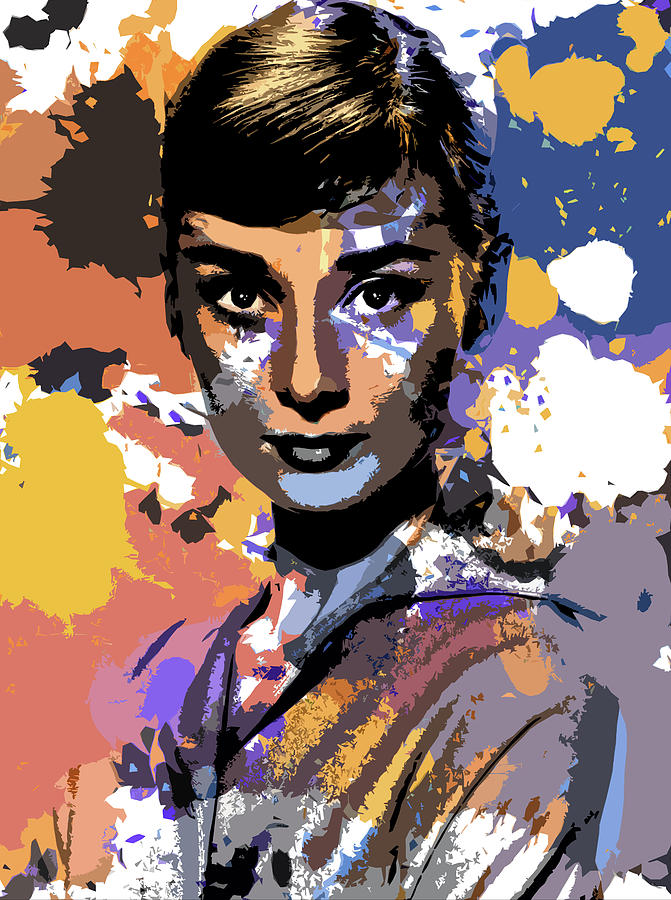 Audrey Hepburn psychedelic portrait Digital Art by Movie World Posters